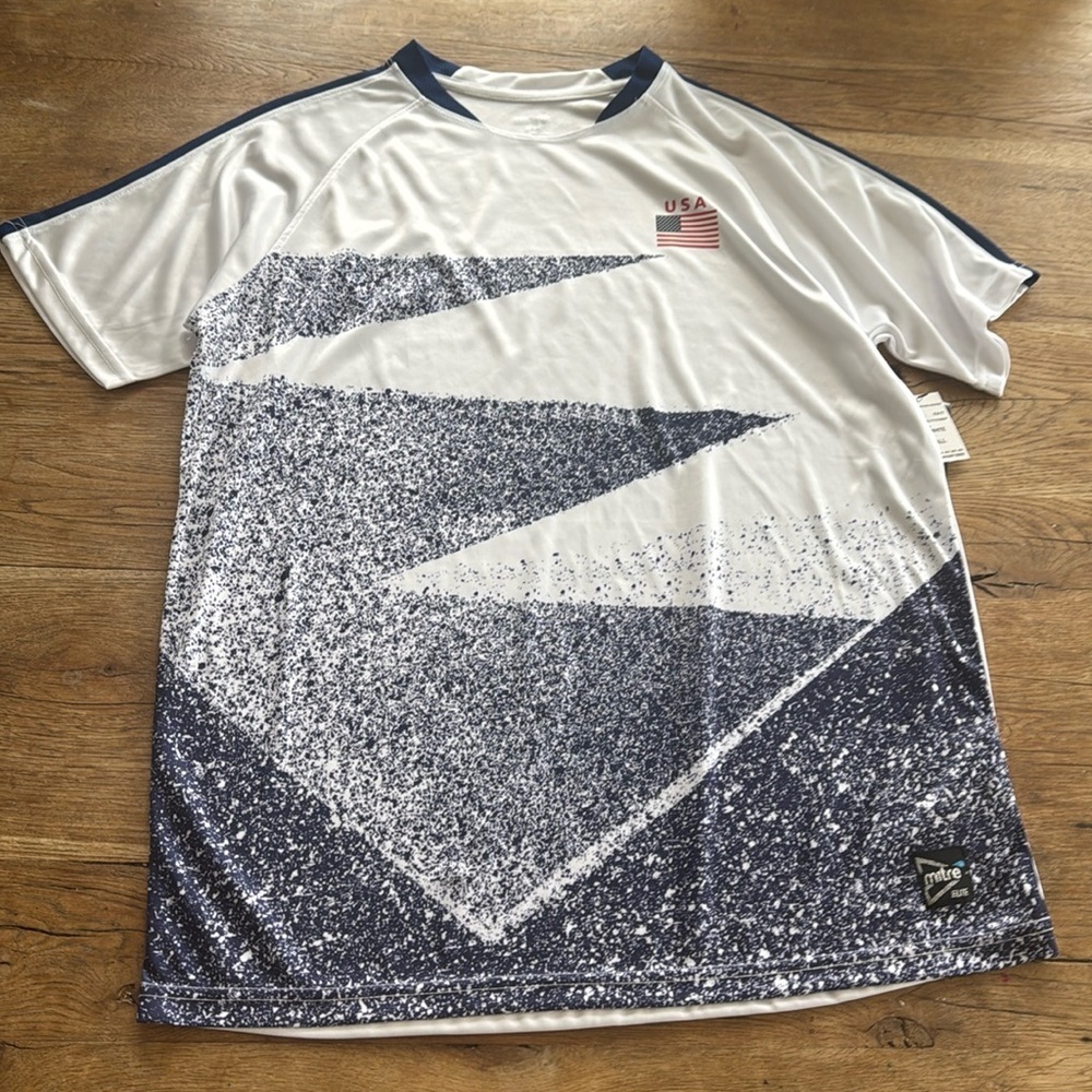 Mitre USA size small blue and white jersey.  NWT